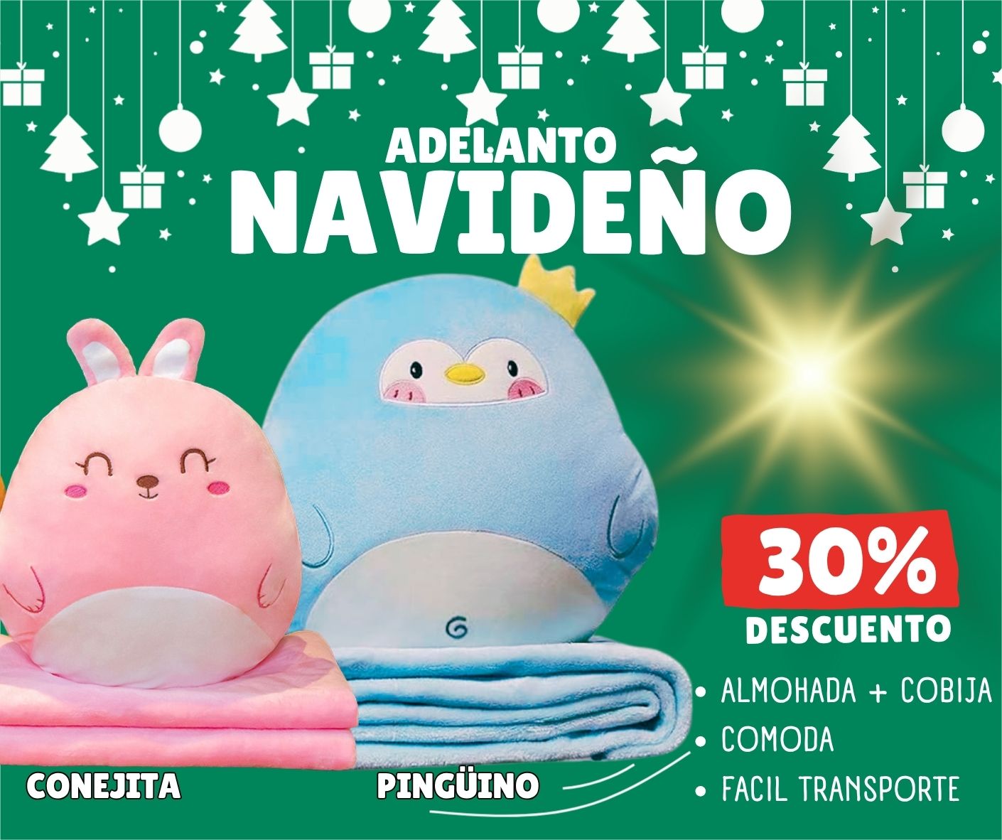 Cojín con Cobija Guardable NAVIDAD